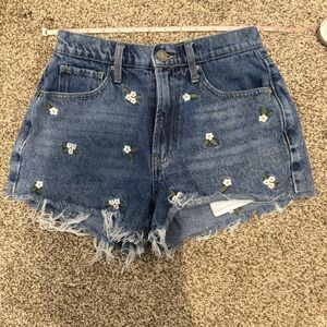 Floral Embroidered Denim Shorts
